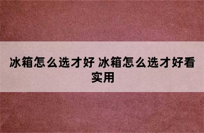 冰箱怎么选才好 冰箱怎么选才好看实用